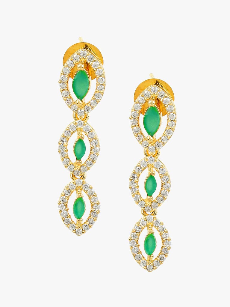 Cardinal Green Stone American Diamond Gold Plated Brass Necklace Set view 2
