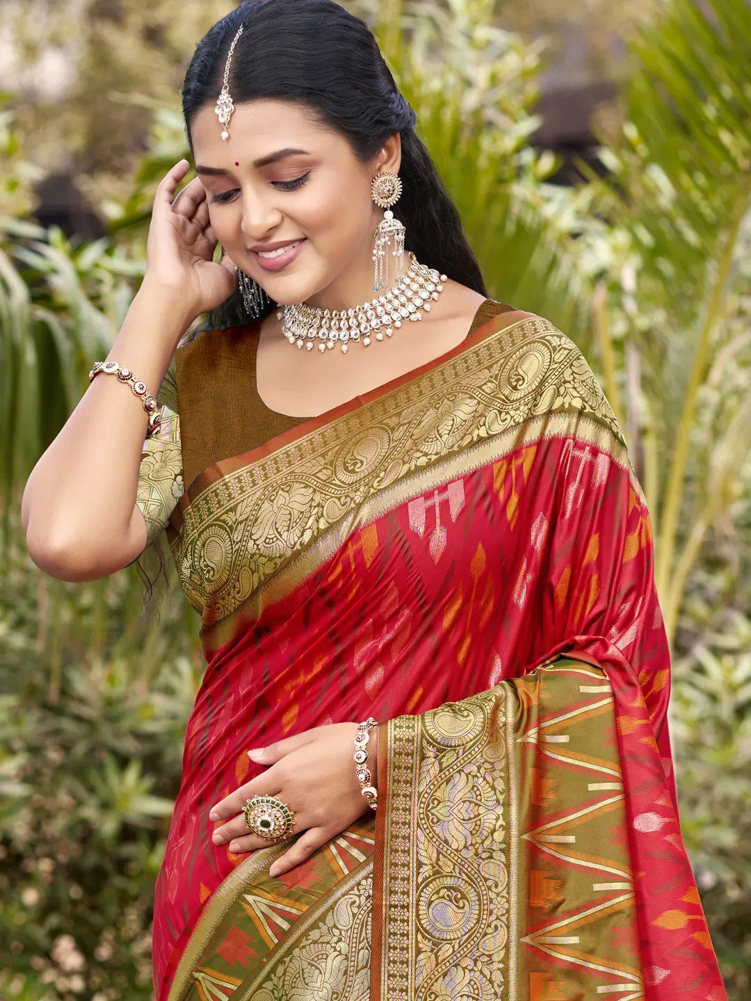 Red Silk Saree view 2