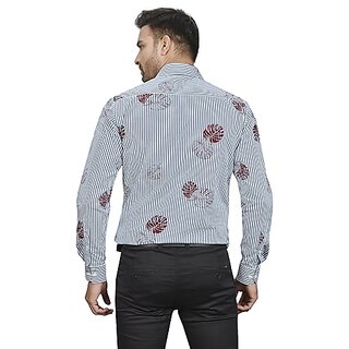 DUKUL Men's Long Sleeve Formal Classic Blue Strip Print Shirt | Regular Fit | Stylish & Comfortable | Soft Cotton | Machine Washable | Perfect for Business & Office view 2