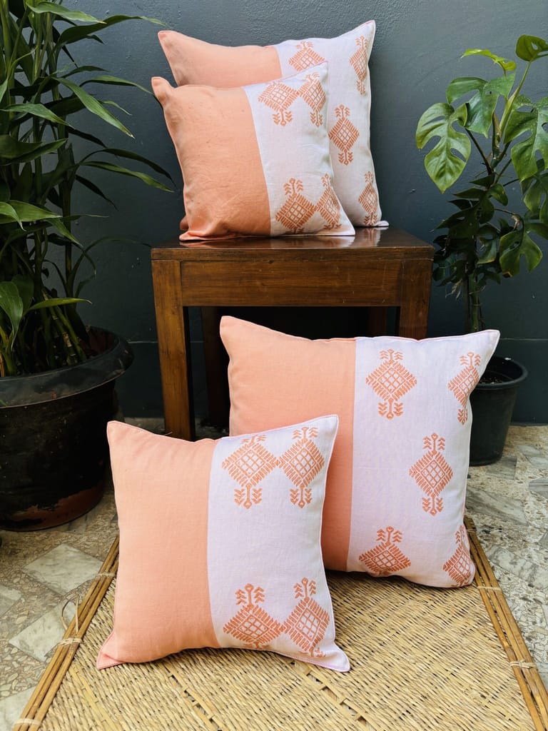 Hand Block Printed Cushion Cover Set- Combo Pack view 2