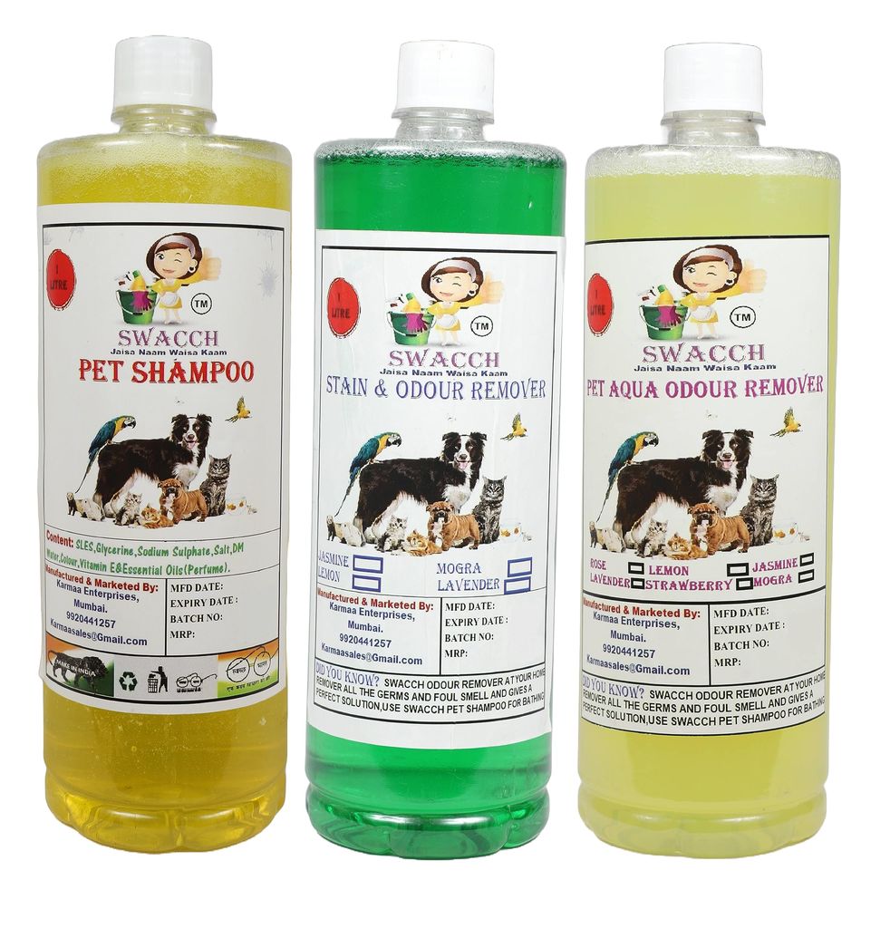 Swacch Shampoo (Lemon) + Deodorizer (Mogra) + Stain Remover (Lemon) 1 Litre Each view 2
