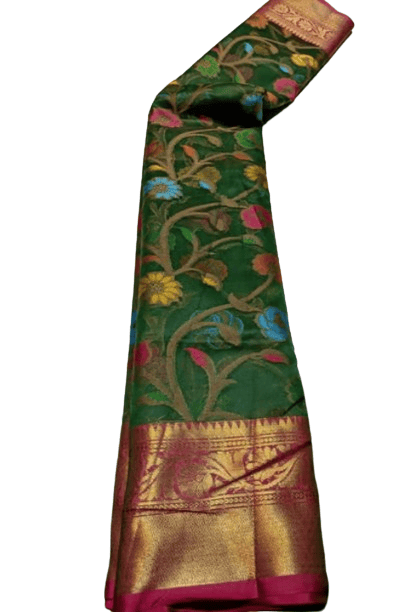 Woven Banarasi Organza Saree with Blouse Piece view 2