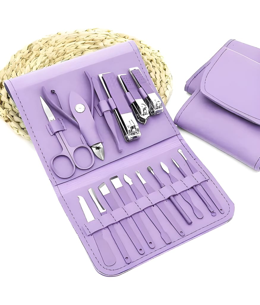 Professional Stainless Steel 16 in 1 Manicure Set Pedicure Kit For Women Men, Stainless Steel Nail Clippers Tools Set For Household, Nail Cutter For Women Nail Scissors Luxury Grooming Kit Cuticle Trimmer & Travel Case (Original Quality) view 2
