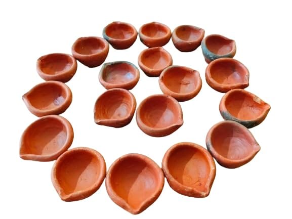 Earthen Diya Home Made Diya | Oil Diya for Pooja | Decoration - Set of 20 Pcs | Natural Clay Traditional Diwali Ke Diye view 2
