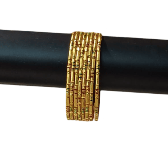 Gold Plated Multicolor Bangle Set of 8 view 2