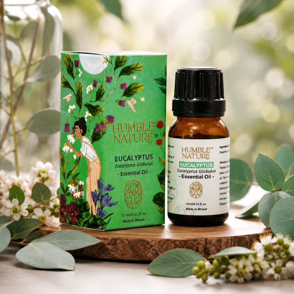 Humble Nature Eucalyptus Essential Oil 15 ml | Steam Distilled | GC-MS Tested | Eucalyptus Globulus | Aromatherapy Oil for Diffuser, Massage, DIY, Candle & Soap Making