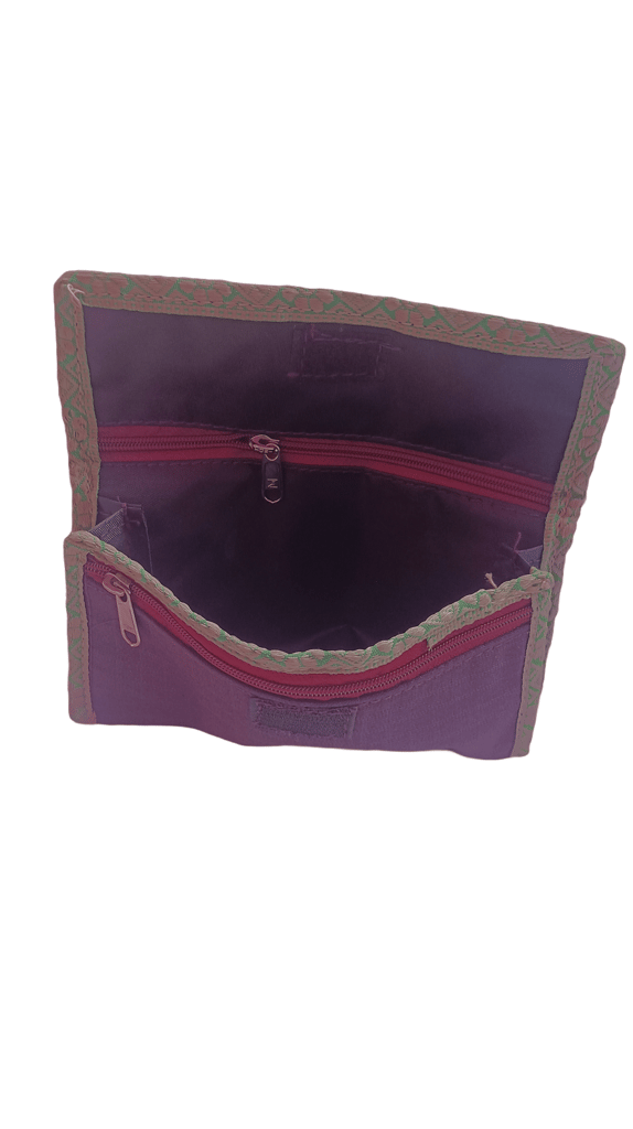 Elegant Velvet Clutch with Embroidered Trim view 2