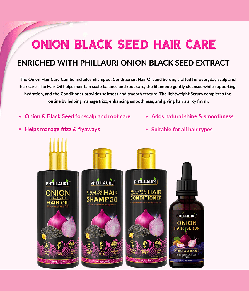 Red Onion & Black Seed Hair Smoothness Combo Shampoo Oil Conditioner Serum Kit view 2