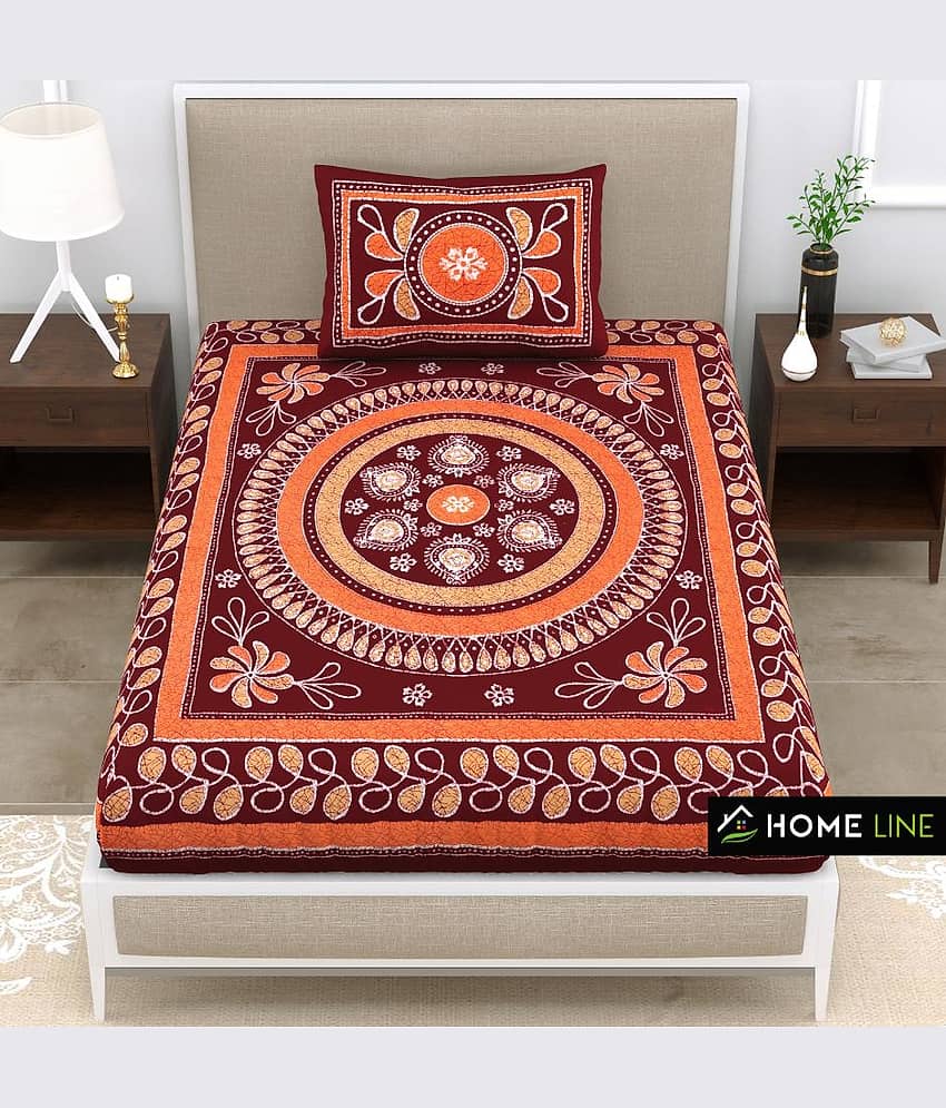 ABHACLOTHO Cotton 1 Single Bedsheet with 1 Pillow Cover ( Blue ) view 2