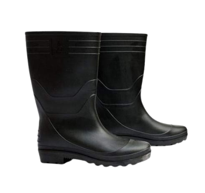 Men's Gum Boot Safety Shoes with Steel Toe Black color (Size-10)
