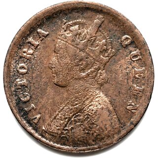 1/12 Anna 1875 Victoria Queen, British India old Copper Coin Silver Collection view 2
