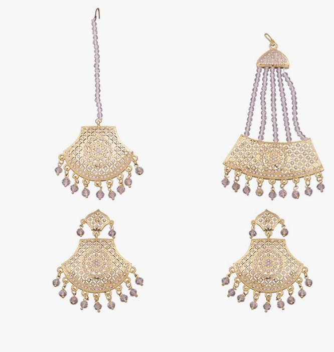 ARyee Alloy Necklace Traditional Kundan Jewellery Set, Necklace Set for Women with Earrings Maang Tikka and Passa view 2