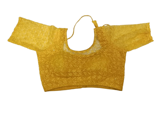 NLR RUAL Yellow Embroidered Cotton Saree Blouse view 2