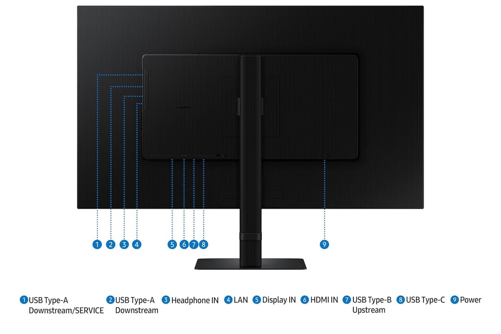 Samsung 32" (80cm) 4K ViewFinity S8 Monitor|UHD 3840 x 2160|350nits|Type-C 90W|LAN Port|Inbuilt KVM Switch|1.07 Billion Colors|PIP|PBP|HDR10|Easy Setup Stand|HAS Pivot Adjustable|LS32D804UAWXXL|Black view 2