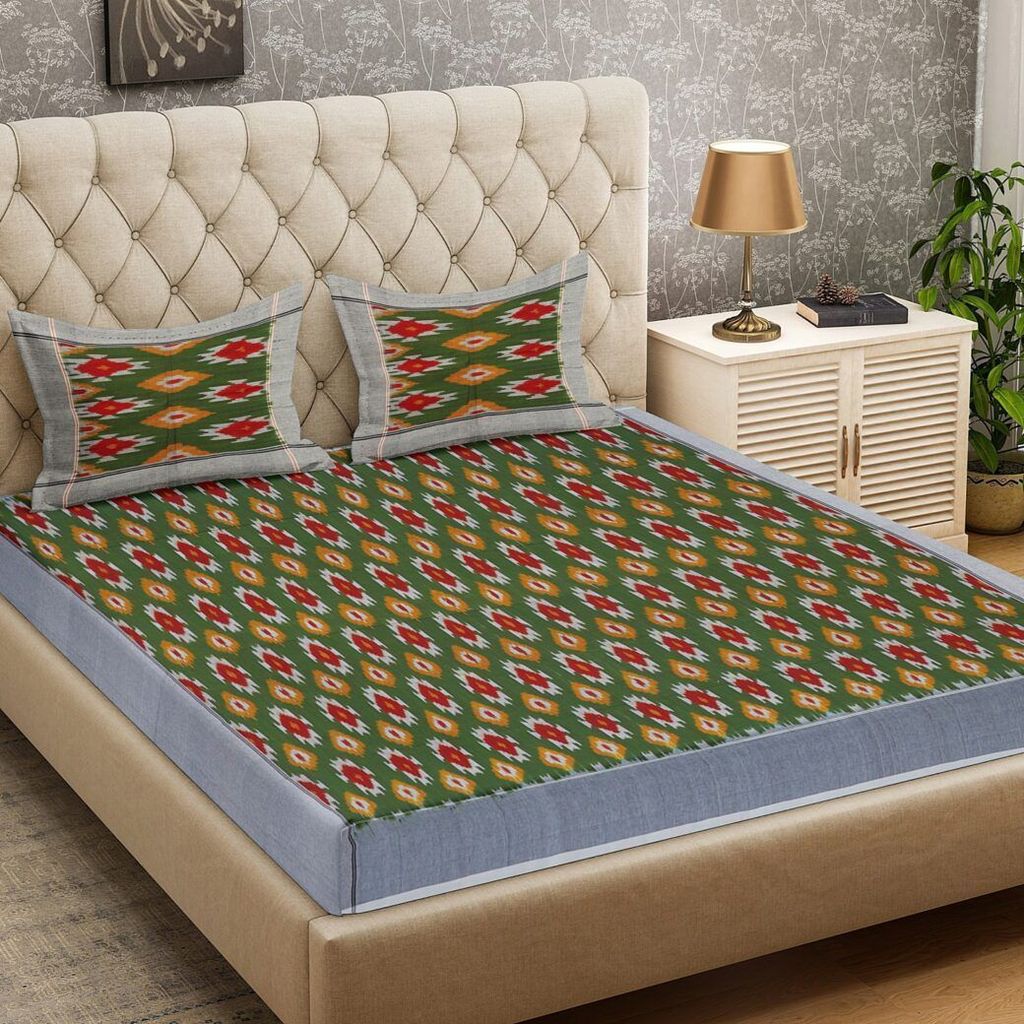 Bedsheet Double with Pillow Cover – Pochampally / Ikkat (MS-4XXMCKJG5TI) view 2