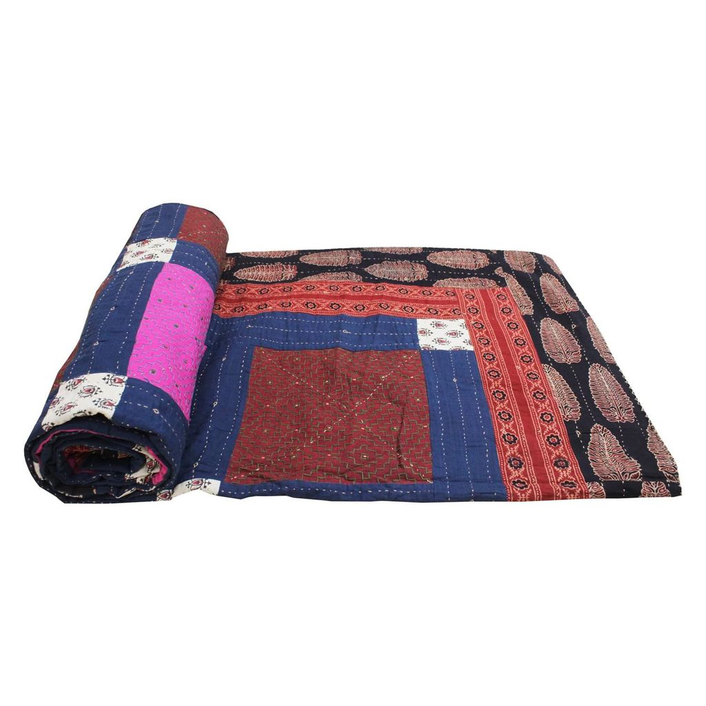 Garvi Gurjari (A Gujarat Govt Enterprise Multicolor Cotton Handmade Patchwork Double Kambira Quilt(GGCMCDPQ13) view 2