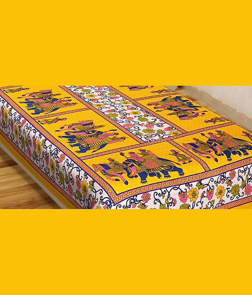 PETROSOLY Cotton 1 Single Bedsheet with 2 Pillow Covers ( Yellow ) view 2