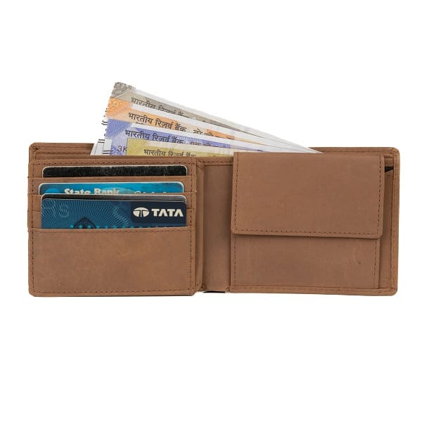 Brown Leather Bifold Wallet for Men with RFID Blocking Technology view 2