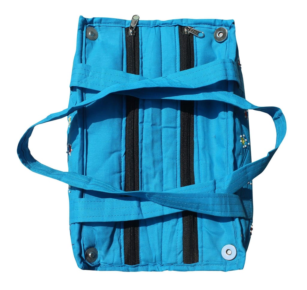 Mandhania Eco Friendly Cotton Mirror Patchwork Shoulder Bag for Women Blue view 2