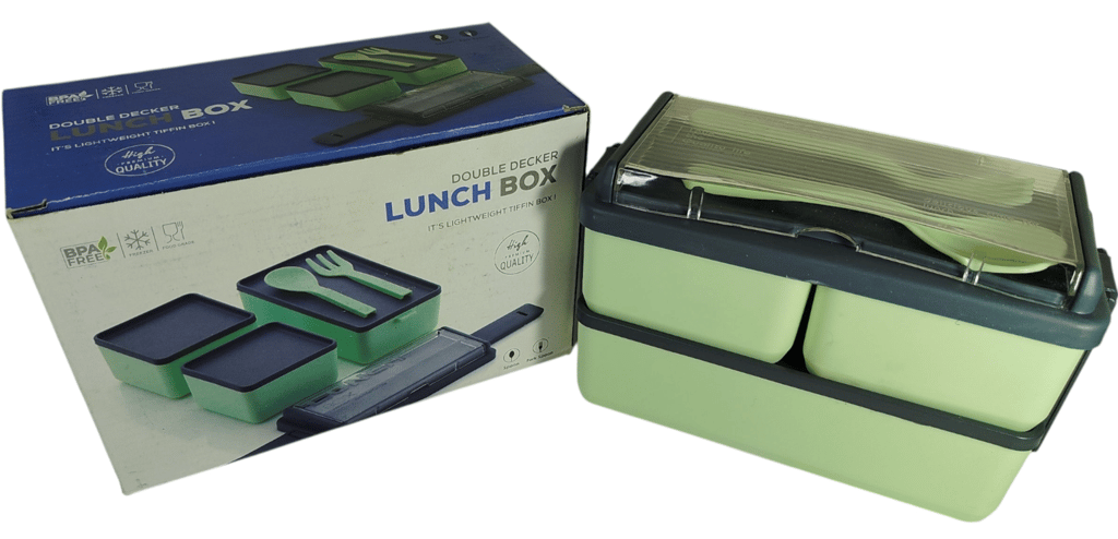 Double Decker Multi-Compartment Lunch Box with Cutlery view 2