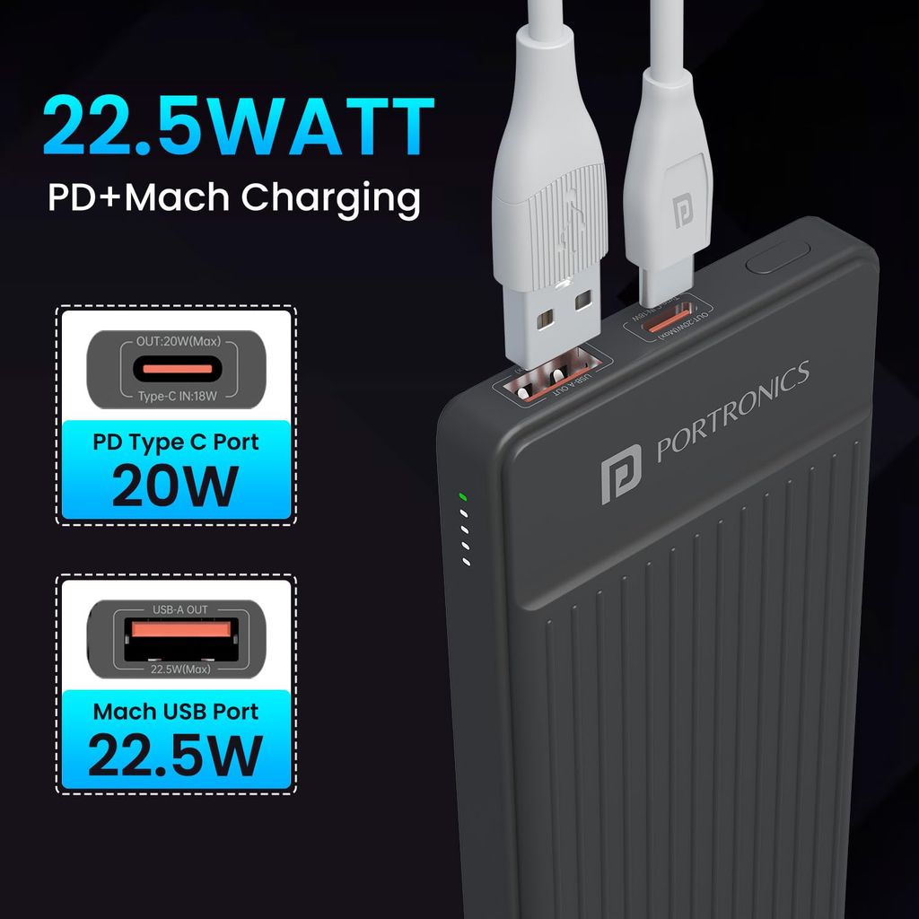 Portronics Luxcell B 10K 10000 mAh power bank view 2