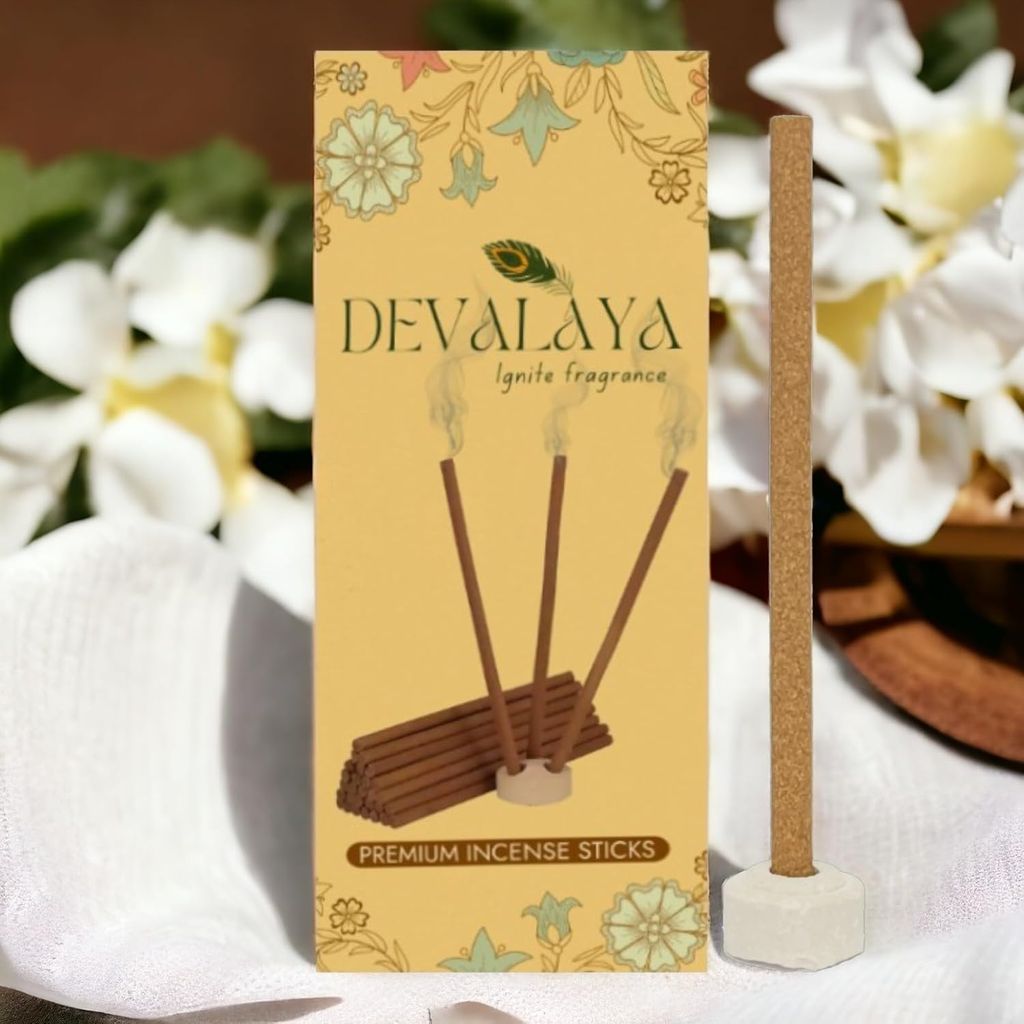 Devalaya Premium Incense Sticks, Bambooless Dhoop Sticks, Agarbatti for Pooja, 100% Charcoal-Free,4-inch Length, 25-Minute Burn Time with Ceramic Strand (Arabian Mogra, Pack of 1 (20 Sticks)) view 2