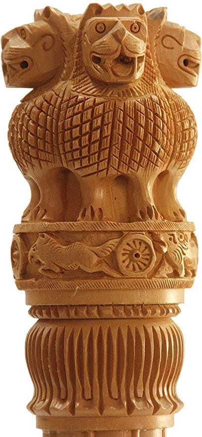 Wooden Ashoka Pillar | Handcrafted Indian National Emblem | 14 Inches Tall | Perfect for Home and Office Decor view 2