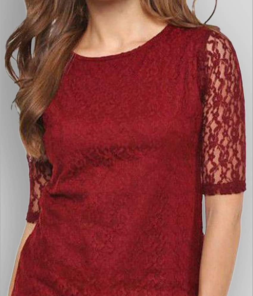 Miss Chase Women's Cotton Regular Top ( Maroon ) view 2