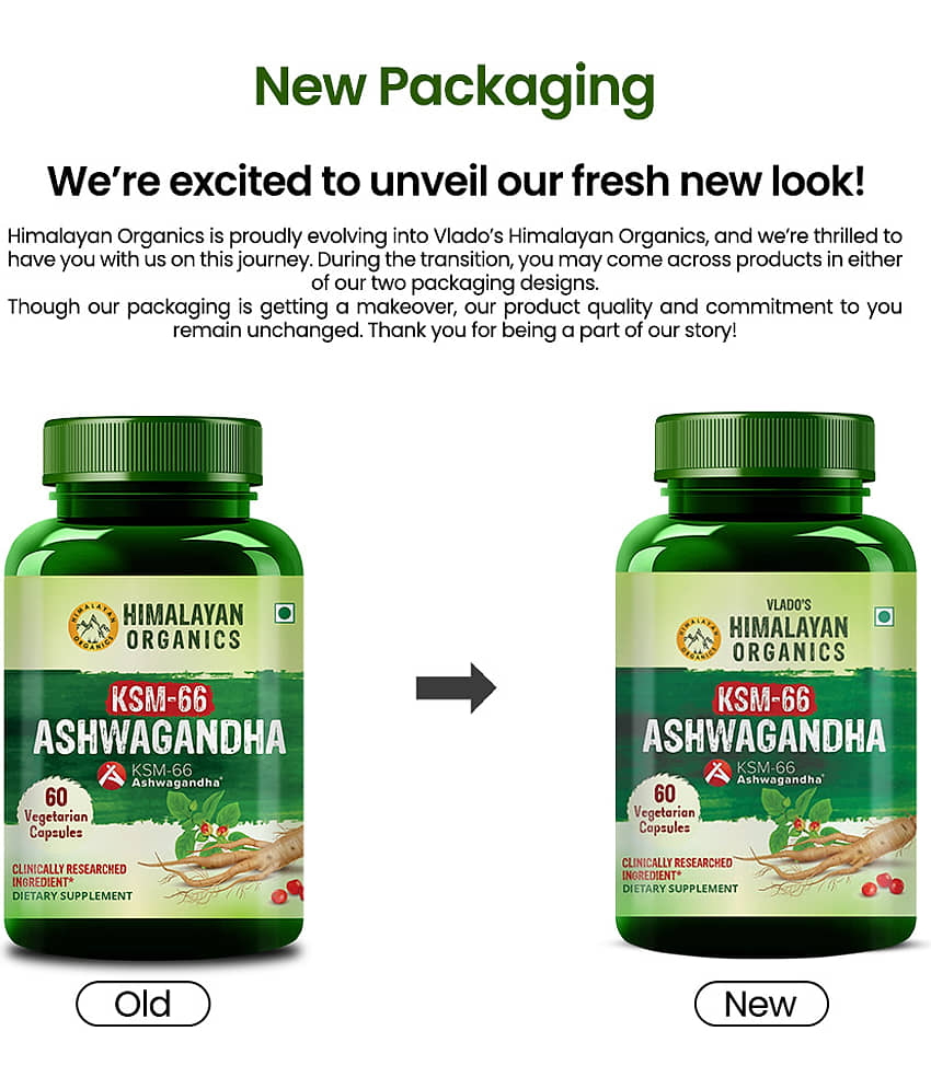 Vlado's Himalayan Organics KSM -66 Ashwagandha Capusle for Energy, Strength, Stamina 60No.s view 2