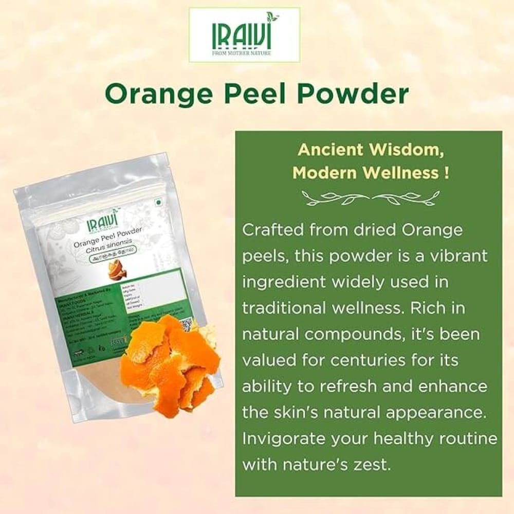 Iraivi Premium Orange Peel Powder-100 Gram | Pure & Natural by Iraivi Organics view 2