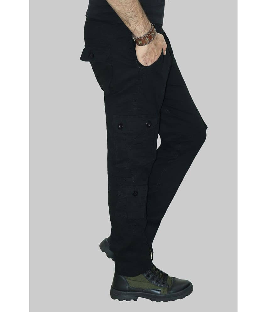 Urban Legends Regular Flat Men's Cargos - Black ( Pack of 1 ) view 2