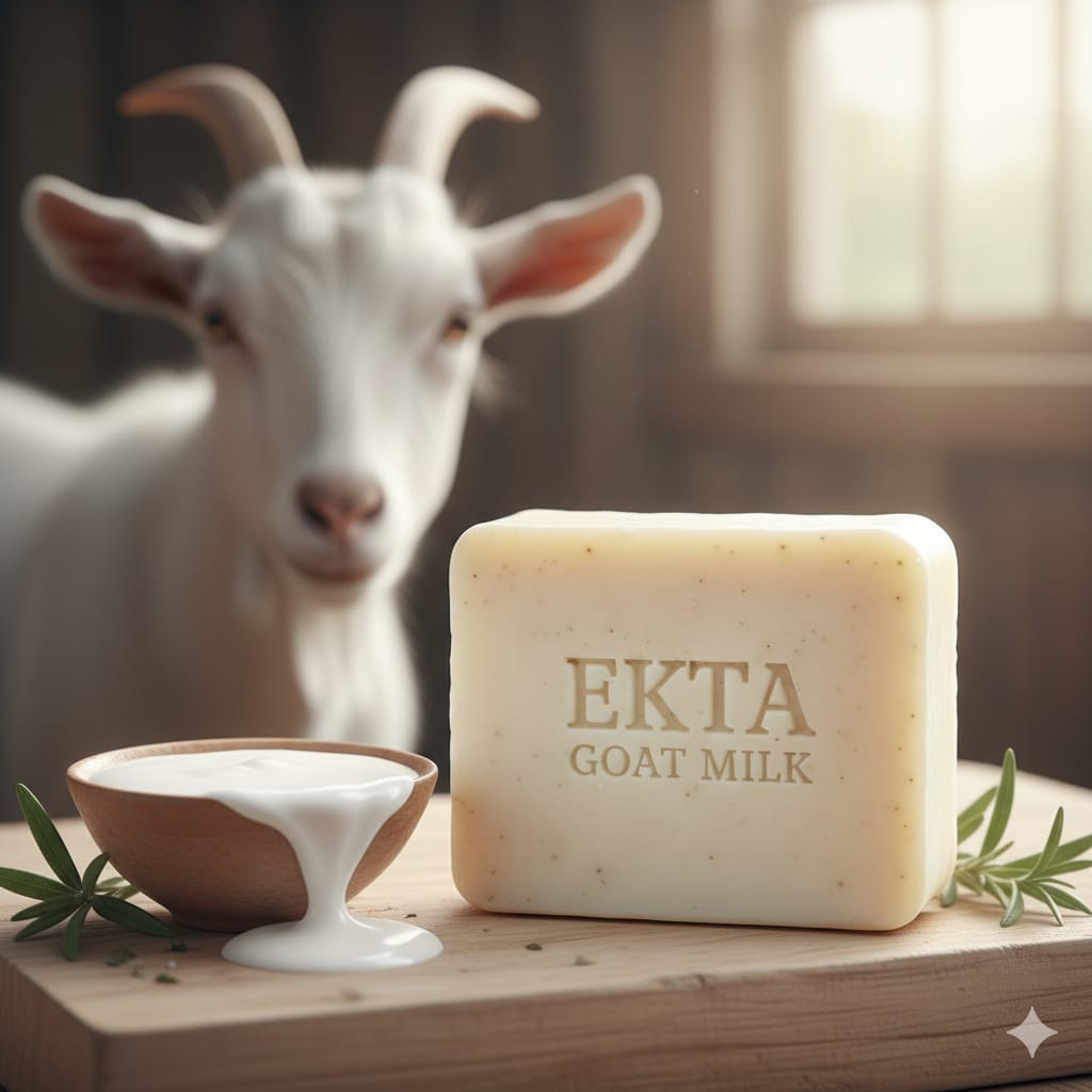 EKTA SOAPS Rajeevika Goat Milk Handmade Organic Herbal Soap Bar view 2