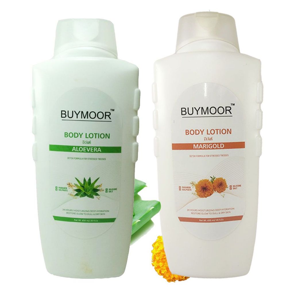 BUYMOOR Aleovera & Marigold Deep Nourishing Skin Brightening Body Lotion Men & Women 1300 ML(Pack Of 2). view 2