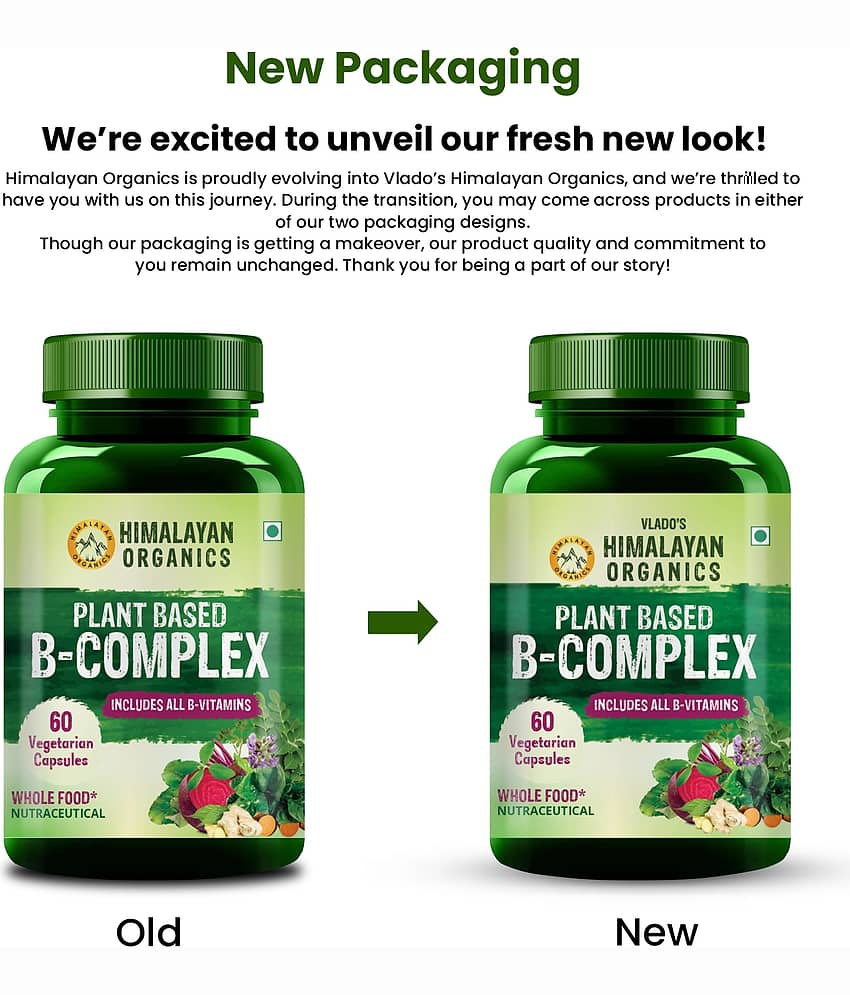 Vlado's Himalayan Organics Plant Based B-Complex Vitamins B12, B1, B2, B3, B5, B6, & Biotin 60 Caps view 2