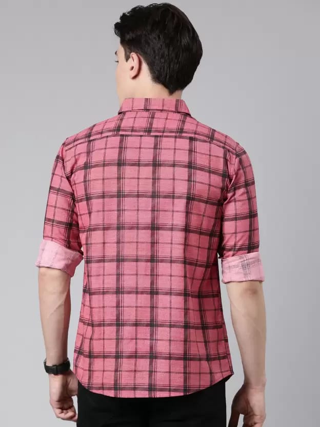 Men's Checkered Slim Fit Cotton Casual Shirt view 2