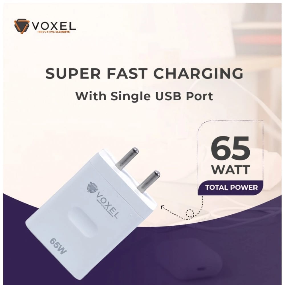Generic VOXEL 65 Watt Usb Fast Charger AB Plastic (White) view 2