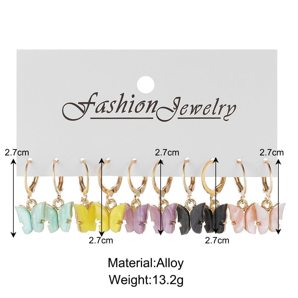 Jewelryklub 5 Pairs Gold Plated Butterfly Huggie Hoops Earrings For Women And Girls view 2