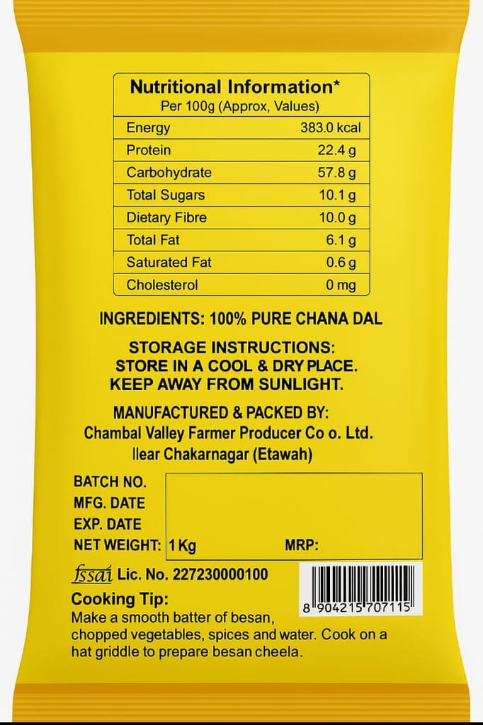 Chambal Valley Pure & Chemical-Free Besan (Gram Flour) 1kg view 2