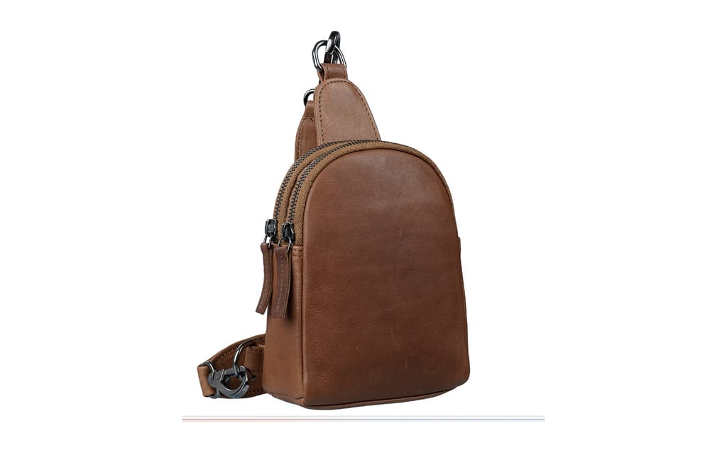 Vintage Genuine Leather Men's Crossbody Bag Small Messenger Bag Casual Sling Shoulder Chest Bag for Travel Hiking view 2