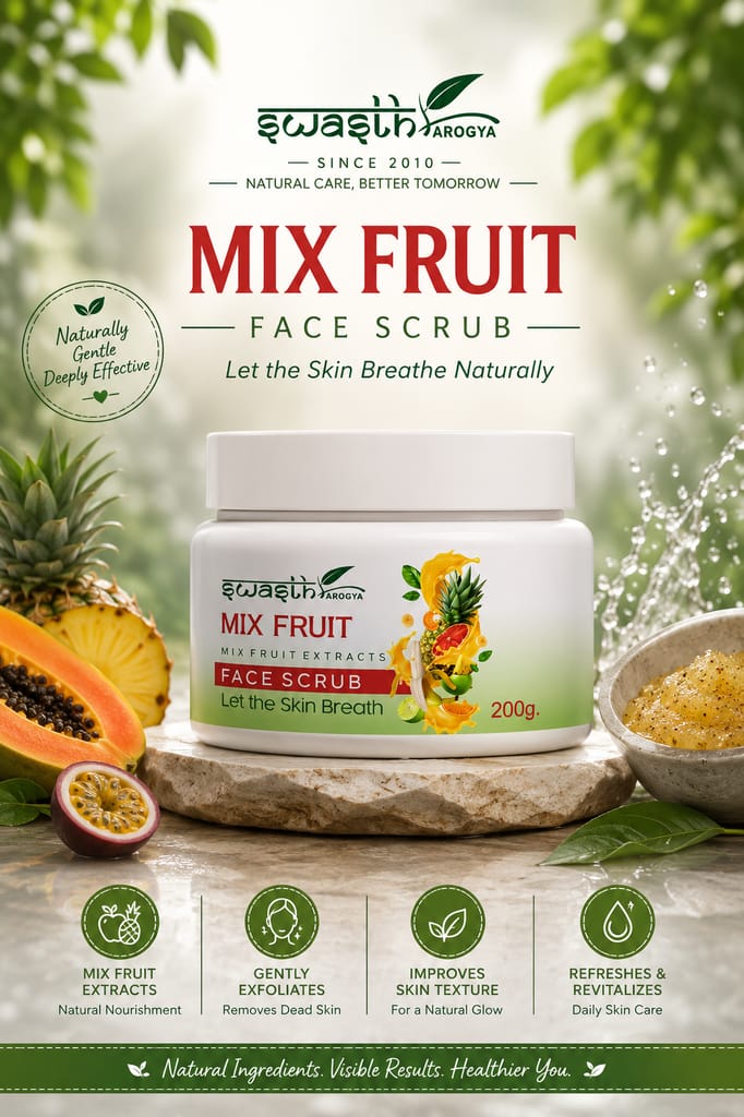 Swasth Arogya Mix Fruit Face Scrub || Blemishes & Pimples || Smoother Skin || Acne || Clear & Radiant || Pack Of 1 Jar Mix Fruit Face Scrub (200gm.) view 2