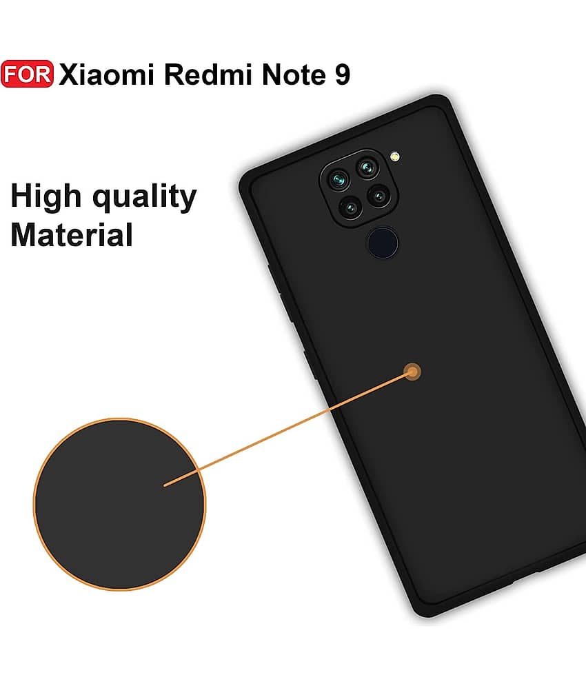 ZAMN - Black Silicon Plain Cases Compatible For Xiaomi Redmi Note 9 ( Pack of 1 ) view 2