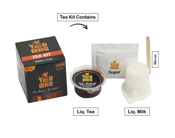 TEA BRO, Instant Milk Tea (Masala Tea Flavour) | Pre-Brewed Tea Liquid Decoction (Concentrate) | Just Add Hot Water | 12 Tea Kits with (Liq.Tea + Liq.Milk + Sugar) - BhaiSahab's Special, Masala Tea Blend view 2