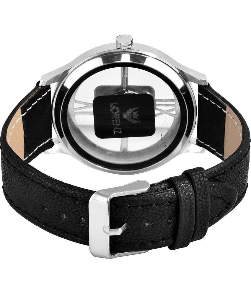 Lorenz Black Leather Analog Men's Watch view 2