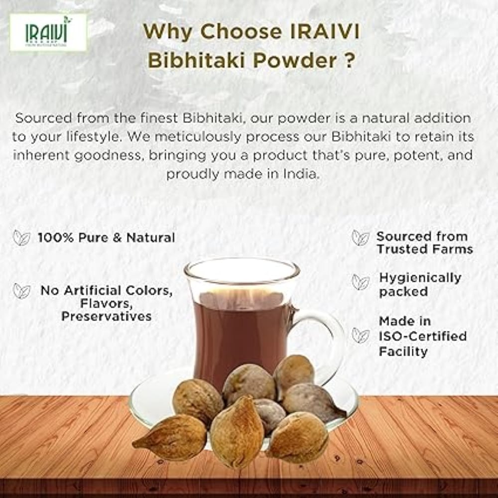Iraivi Premium Bibhitaki Powder Thandrikkai (Baheda)-100Gram | Pure & Natural by Iraivi Organics view 2