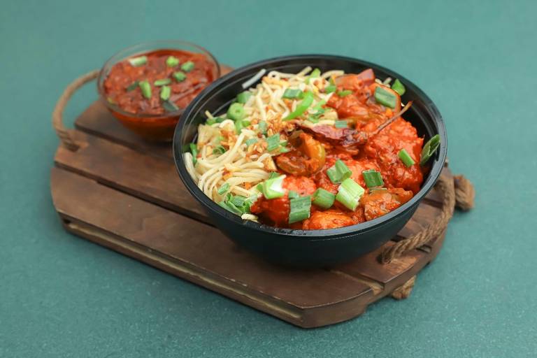 Chicken 65 + Chicken Hakka Noodles Or Chicken Fried Rice