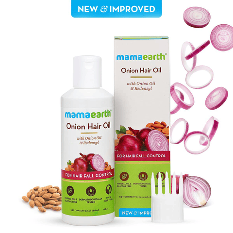Mamaearth Onion Hair Oil For Hair Growth & Hair Fall Control With Redensyl, 150 ml Bottle view 2