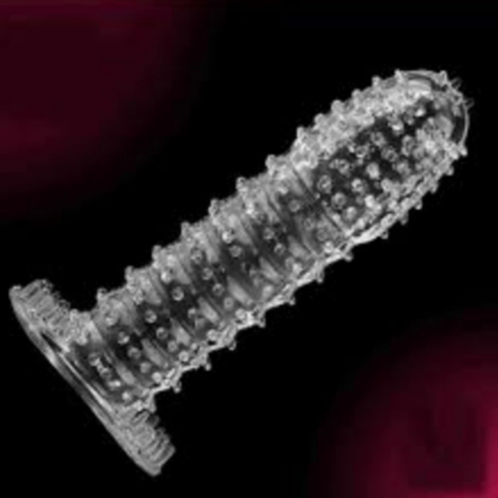 CAXFOUCK Crystal Dotted Reusable Condom 5 Inch Premium Textured Pleasure Sleeve for Intense Sensation (1 Pc) Multicolor view 2