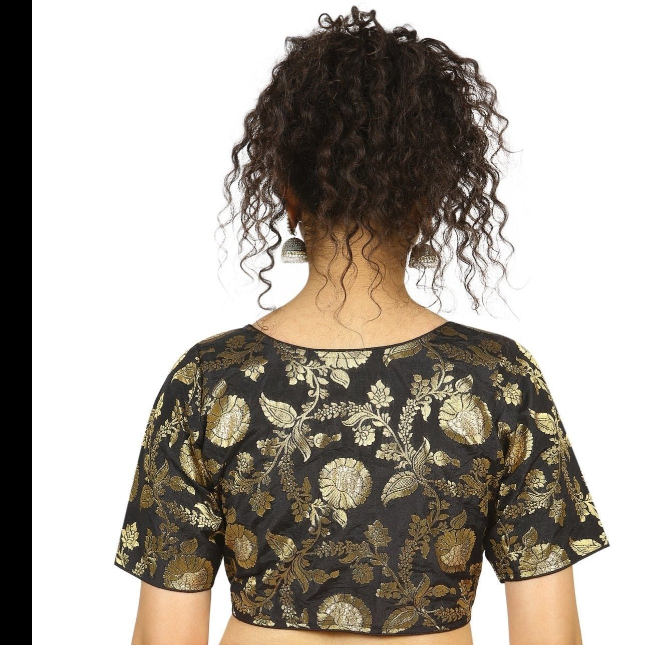 TheHangr Black Banarasi Brocade Blouse - 34 view 2