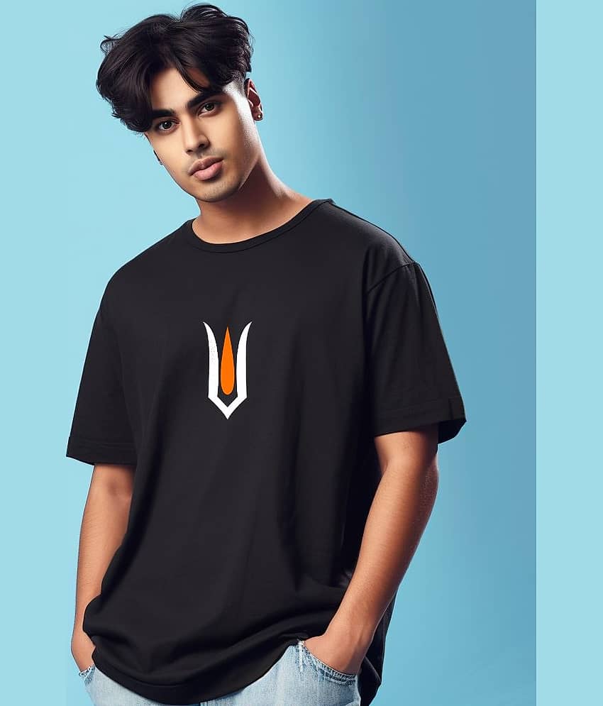 Prabhu Bhakti Pack of 1 100% Cotton Oversized Fit Men's T-Shirt ( Black ) view 2
