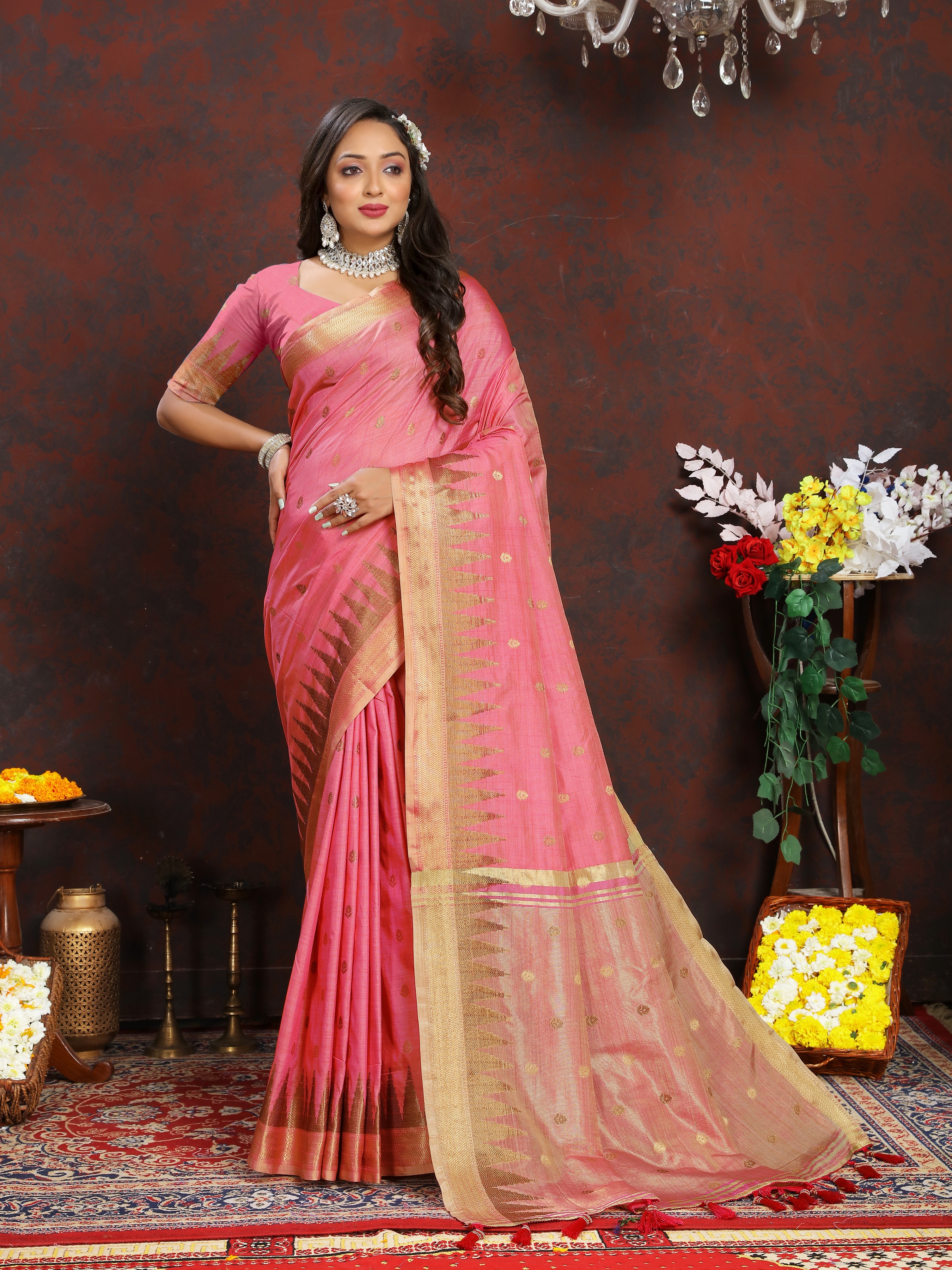 Soft katan silk saree with zari weawing design... view 2